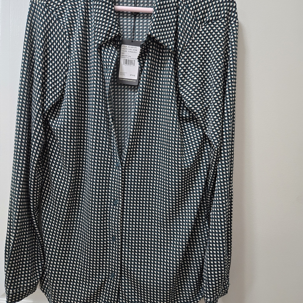 Adrianna Papell Men's Black and White Geometric Shirt